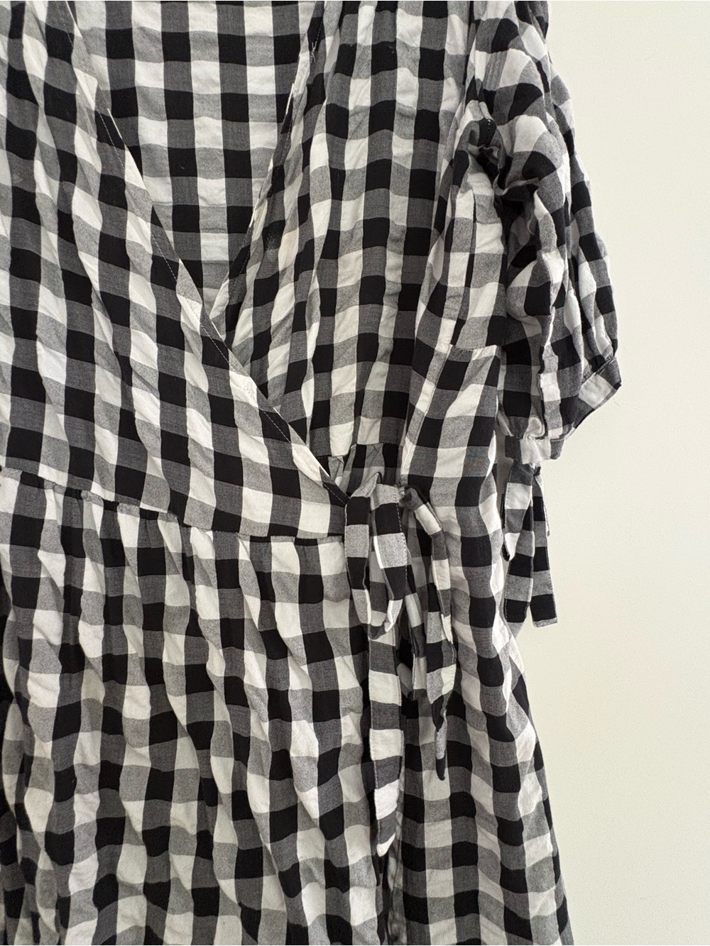 ASOS Black and White Gingham Wrap Midi Dress - Picture 2 of 3